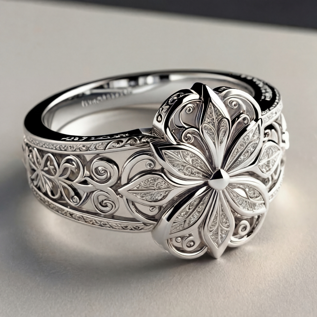 Ring Blumen mit exotischen Zirkonen in Gold, von der Marke Rose & Oliver, mit zarten Details und glänzendem Finish.