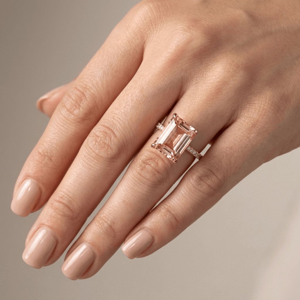 Ring Roségold Morganit Pavé von Rose & Oliver mit funkelnden Details und zartem Roségold-Finish