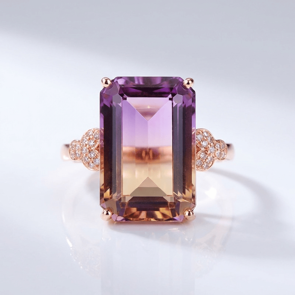 Ring Roségold Ametrin Rose & Oliver mit gelbem Amethyst und zarten Details in Roségold.
