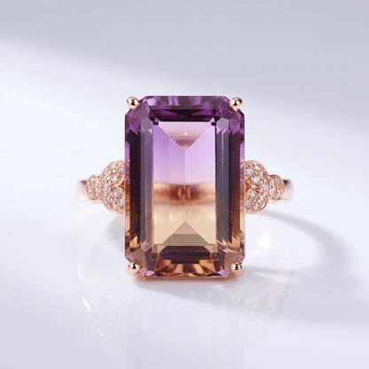 Ring Roségold Ametrin Rose & Oliver mit gelbem Amethyst und zarten Details in Roségold.