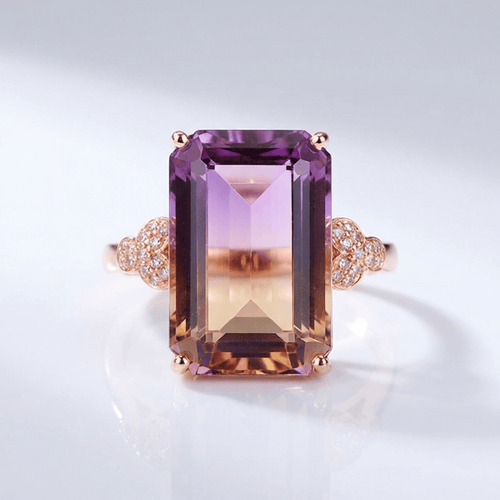Ring Roségold Ametrin Rose & Oliver mit gelbem Amethyst und zarten Details in Roségold.