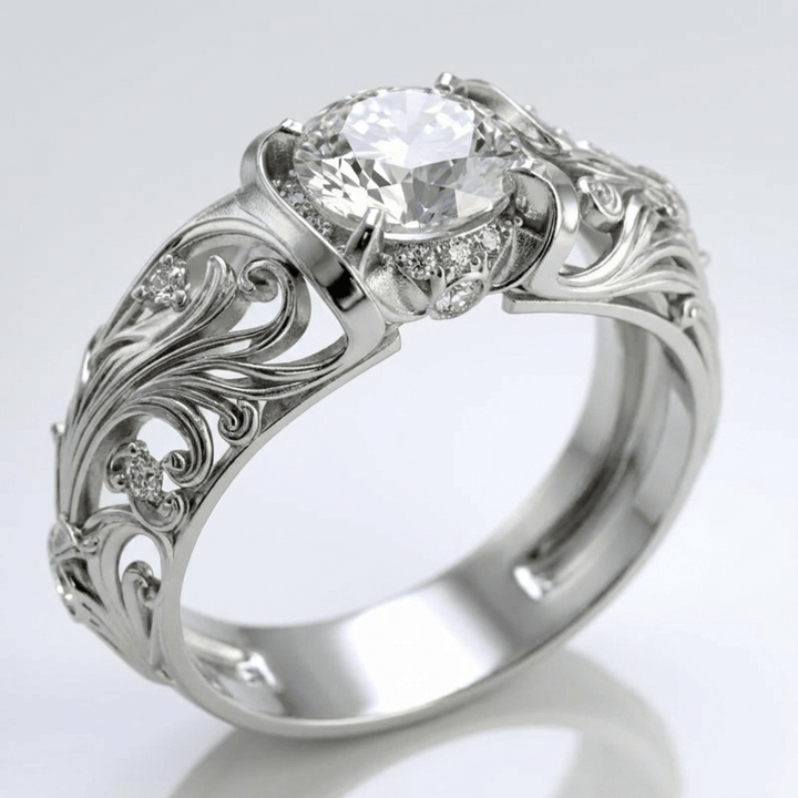 Vintage-Ring aus Silber Rose & Oliver mit elegantem Design und klassischen Details, besonders hervorzuheben sind das polierte Finish und der raffinierte Stil.