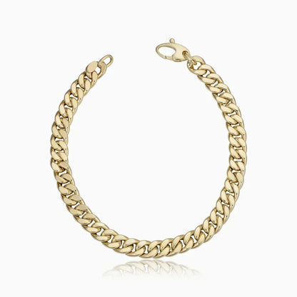 Pulsera dorada Estate™ Cuban de Rose & Oliver, con eslabones gruesos y acabado brillante, para un look elegante y moderno.