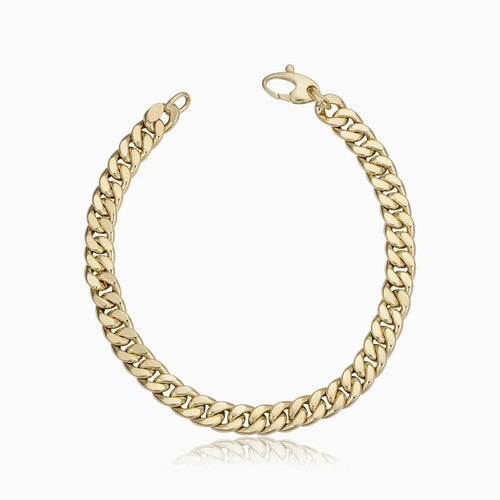 Pulsera dorada Estate™ Cuban de Rose & Oliver, con eslabones gruesos y acabado brillante, para un look elegante y moderno.