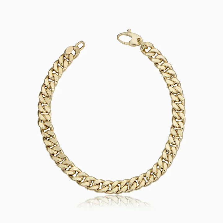 Pulseira dourada Estate™ Cuban da Rose & Oliver, com elos grossos e acabamento brilhante, para um visual elegante e moderno.