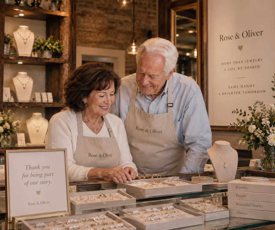 Jewelry waiting in the Rose and Oliver shop