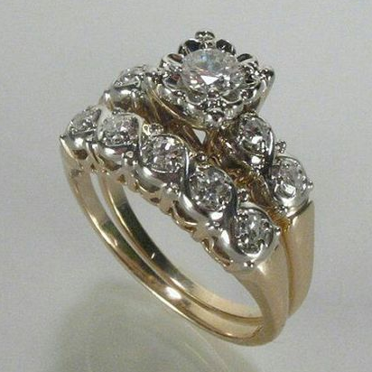 Vintage Funkelnder Goldring