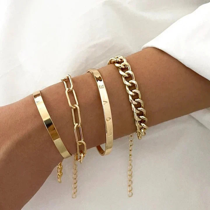 Set de pulseras Elan Mercer en oro blanco, de Rose & Oliver, mostrando detalles elegantes y acabado sofisticado.
